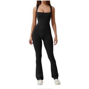 Amazon Black Square-Neck Fitted Jumpsuit